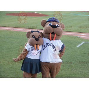 2 BIGGYMONKEY™s brown beaver mascot with big teeth –